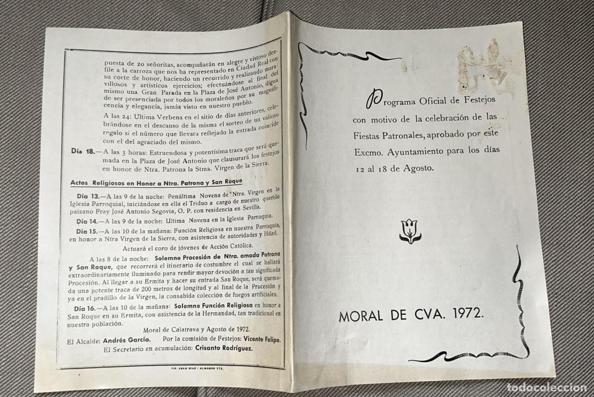 Folhetos de turismo: PROGRAMA OFICIAL DE FESTEJOS FERIA DE MORAL DE CALATRAVA DEL 12 AL 18 AGOSTO 1972