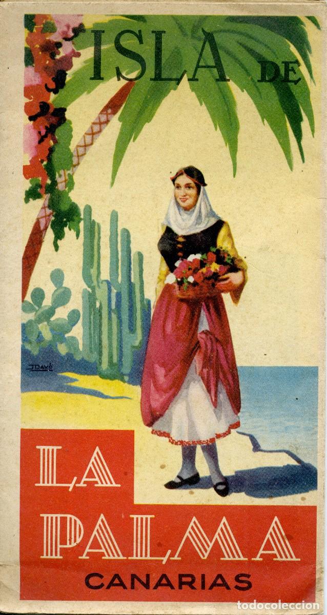 Folhetos de turismo: MUY ANTIGUO FOLLETO CON MAPA DE LA ISLA DE LA PALMA