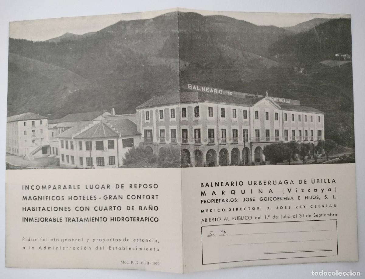 Tourismusbrosch&uuml;ren: Folleto de - Balneario Urberuaga de Ubilla - Marquina Vizcaya 1950