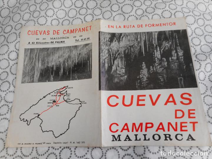 Tourismusbrosch&uuml;ren: ANTIGUO DIPTICO CUEVAS DE CAMPANET.MALLORCA 1970