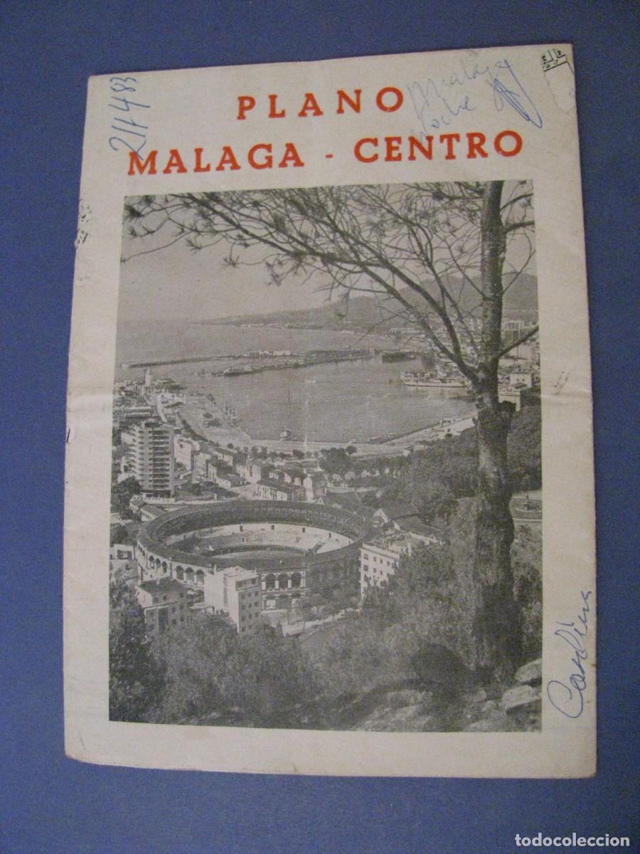 Travel Brochures: PLANO DE M&Aacute;LAGA - CENTRO. A&Ntilde;OS 70. 17,5X12,5 CM DESPLEGABLE. TIENE DESPERFECTOS.