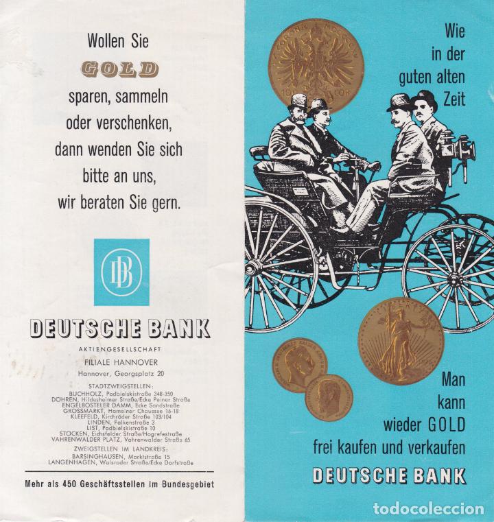Tourismusbrosch&uuml;ren: FOLLETO DEITSCHE BANK &ndash; COMPRAR Y VENDER ORO LIBREMENTE