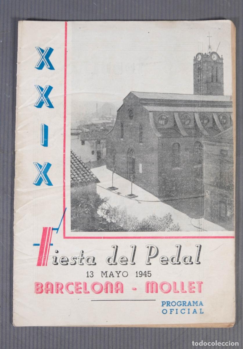 Folhetos de turismo: Folleto Fiesta del pedal 13 mayo 1945 Barcelona Mollet