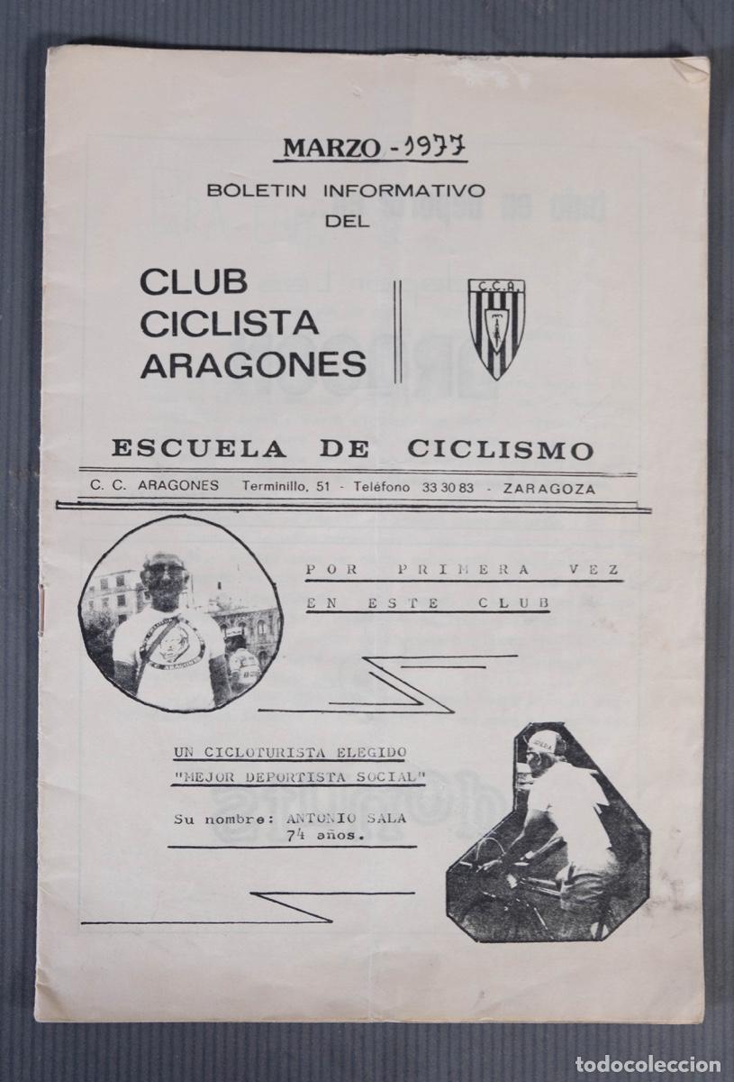 Folhetos de turismo: Folleto Boletin informativo del Club ciclista Aragones marzo 1977