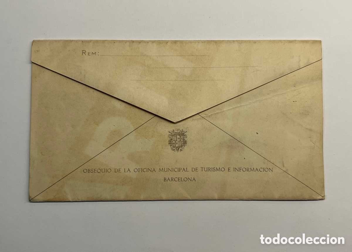 Tourismusbrosch&uuml;ren: BARCELONA. Oficina Municipal de Turismo e Informaci&oacute;n. Sobre desplegable con 5 vistas (a.1959)