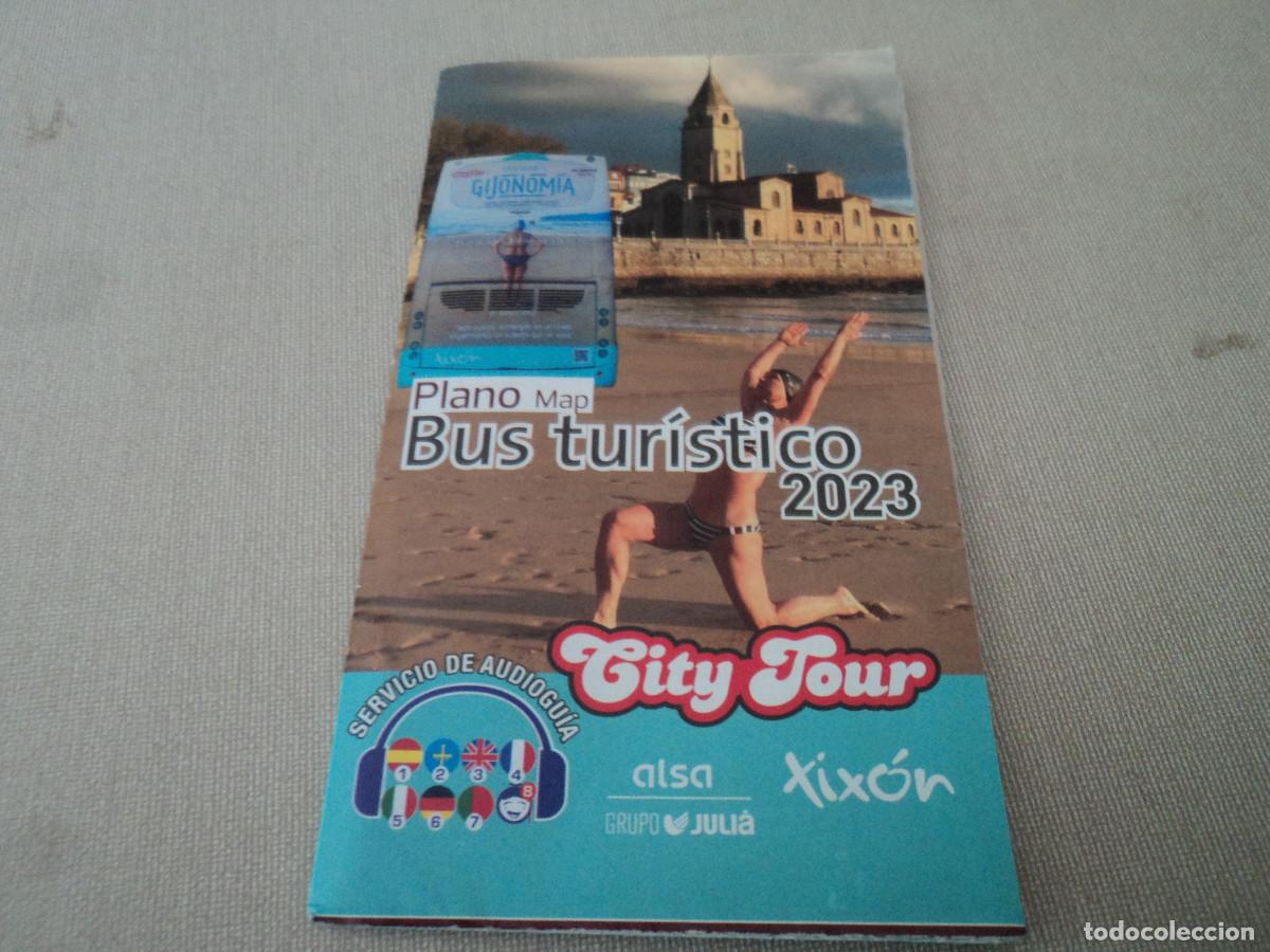 Tourismusbrosch&uuml;ren: plano desplegable informativo de bus turistico de xixon