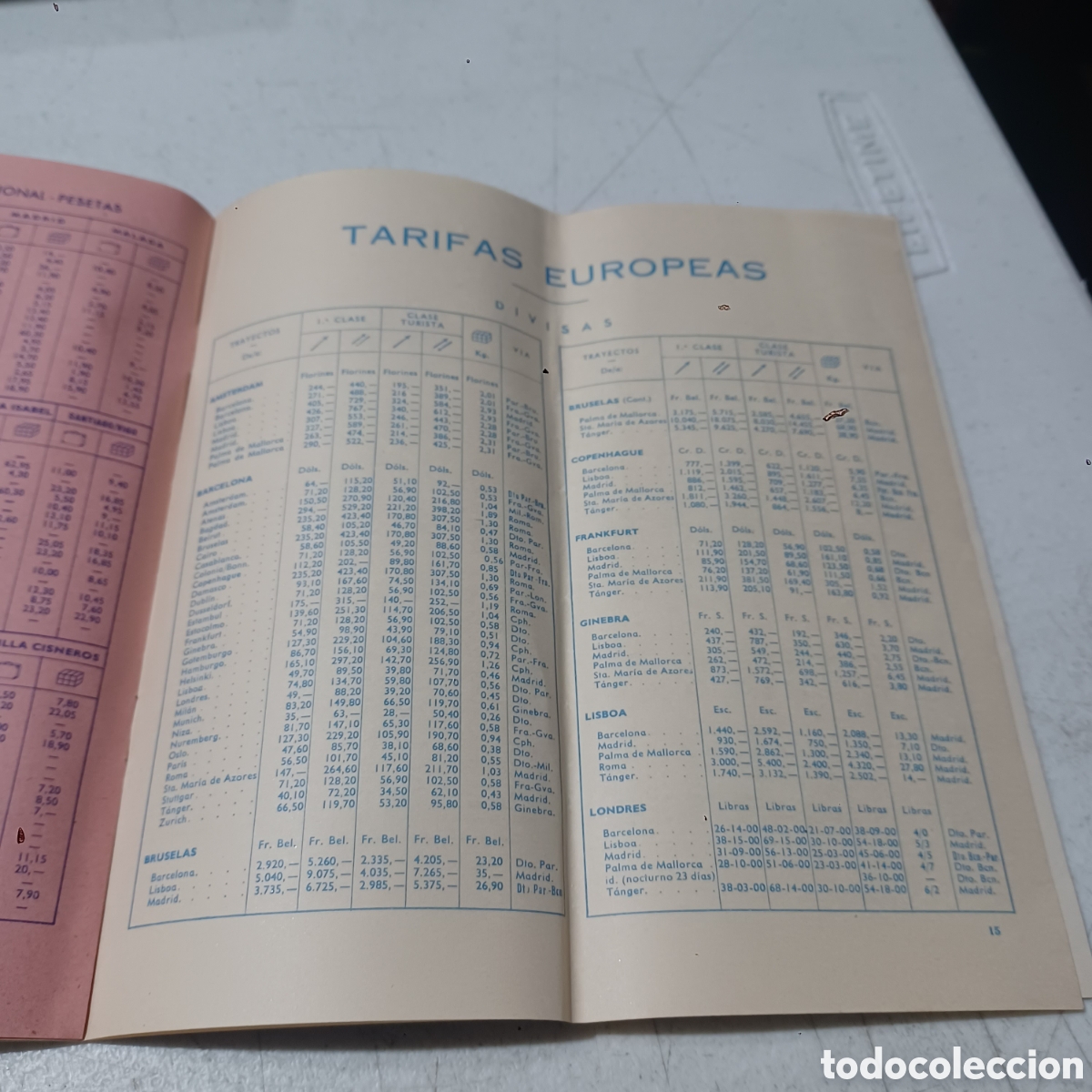 Tourismusbrosch&uuml;ren: Muy antiguo folleto Horarios y Tarifas Iberia Lineas A&eacute;reas Espa&ntilde;ola