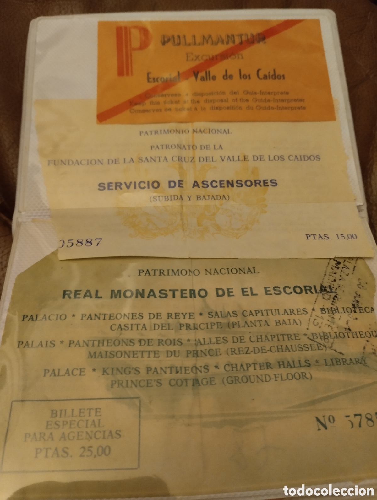 Folletos de turismo: TICKECTS ENTRADA ESCORIAL + ASCENSOR VALLE DE LOS CAIDOS + BILLETE AGENCIA