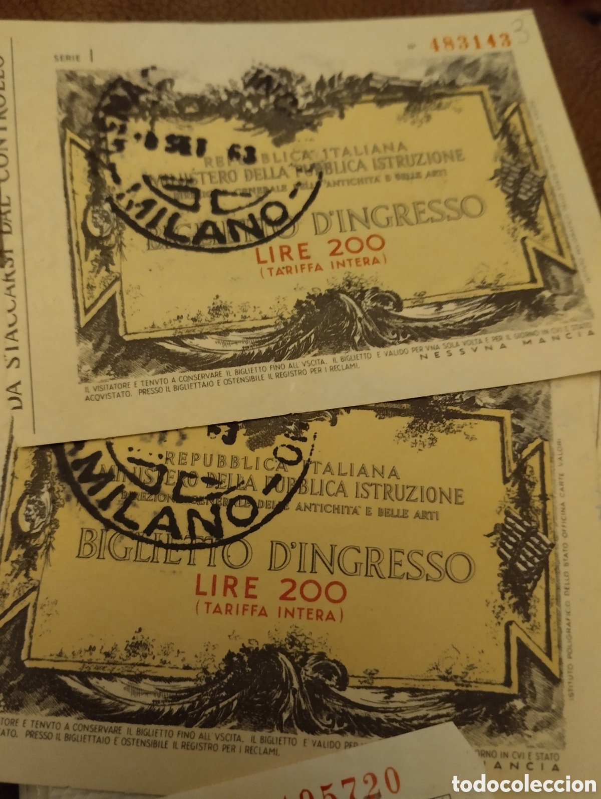Folletos de turismo: 2 TICKETS ENTRADAS MILAN 1963