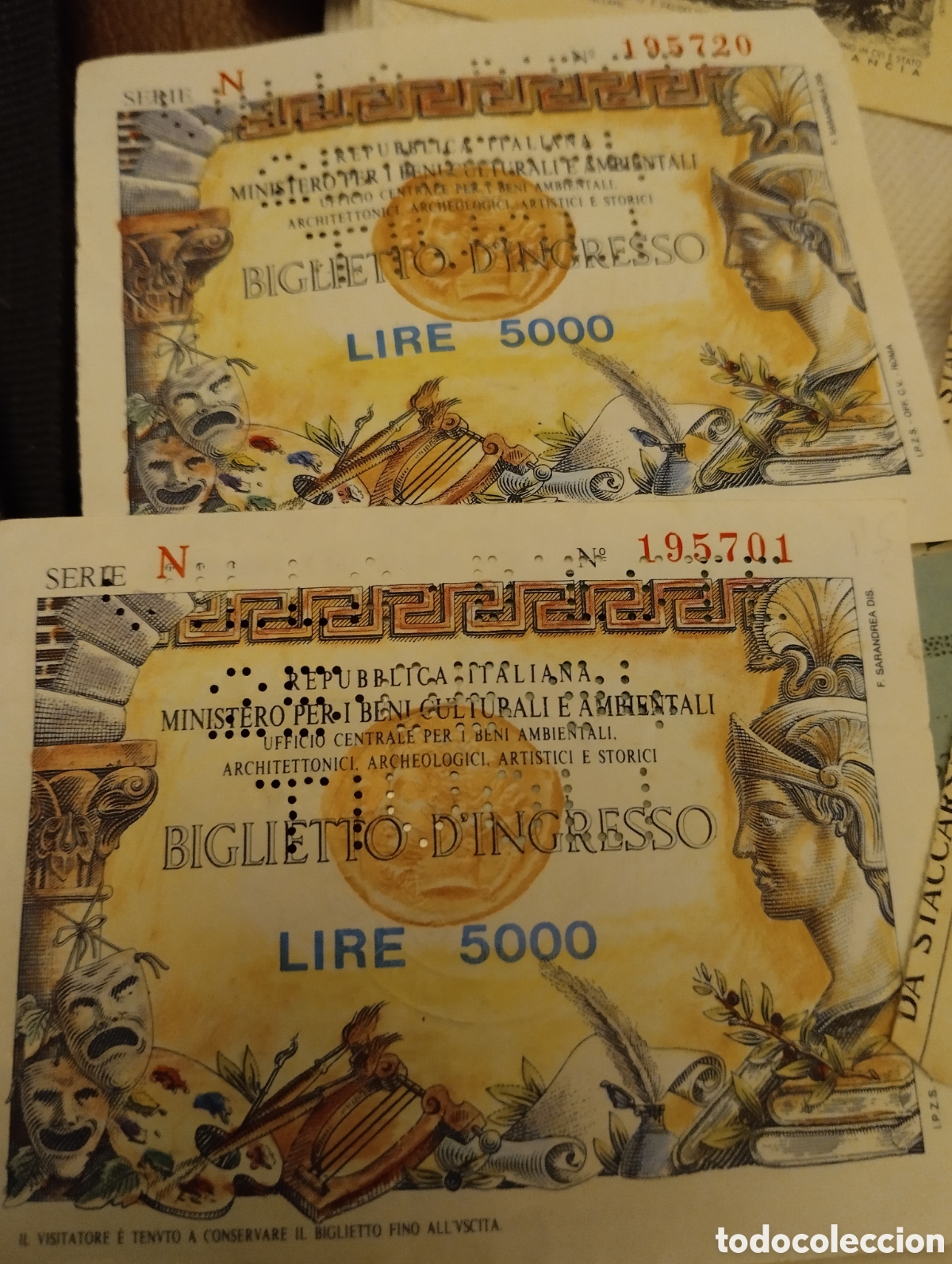 Folletos de turismo: 2 ENTRADAS ITALIA 5000 LIRAS. 1963