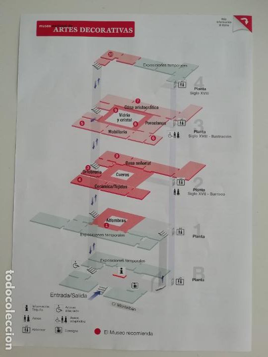 Brochures de tourisme: Hoja volandera con plano del Museo Nacional de Artes Decorativas Madrid
