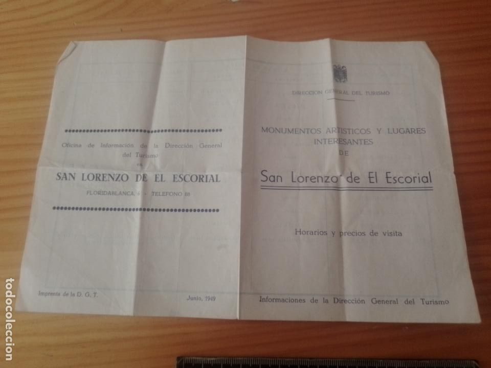 Brochures de tourisme: Horarios y precios de visita. San Lorenzo de El Escorial 1949