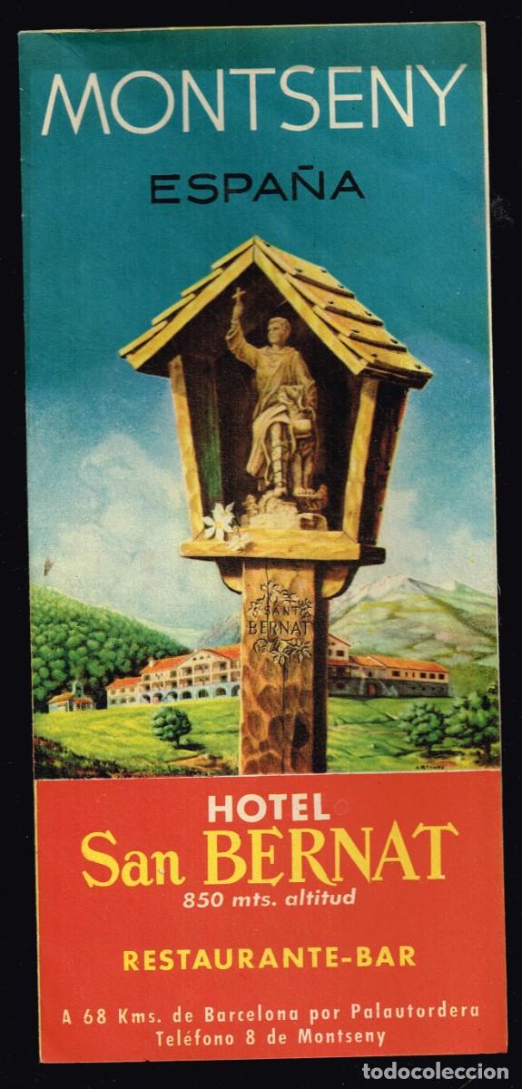 Travel Brochures: 50/60&acute;s ca. FOLLETO MONTSENY HOTEL SAN BERNAT A 68 KMS. DE BARCELONA POR PALAU TORDERA - CON PLANO