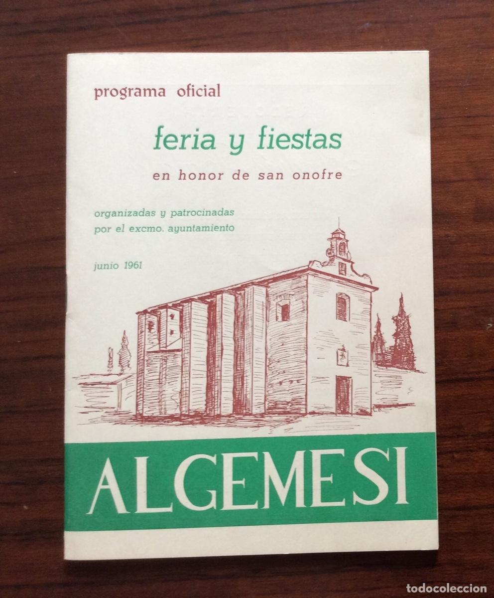 Travel Brochures: PROGRAMA FERIA Y FIESTAS SAN ONOFRE 1961 ALGEMES&Iacute; VALENCIA