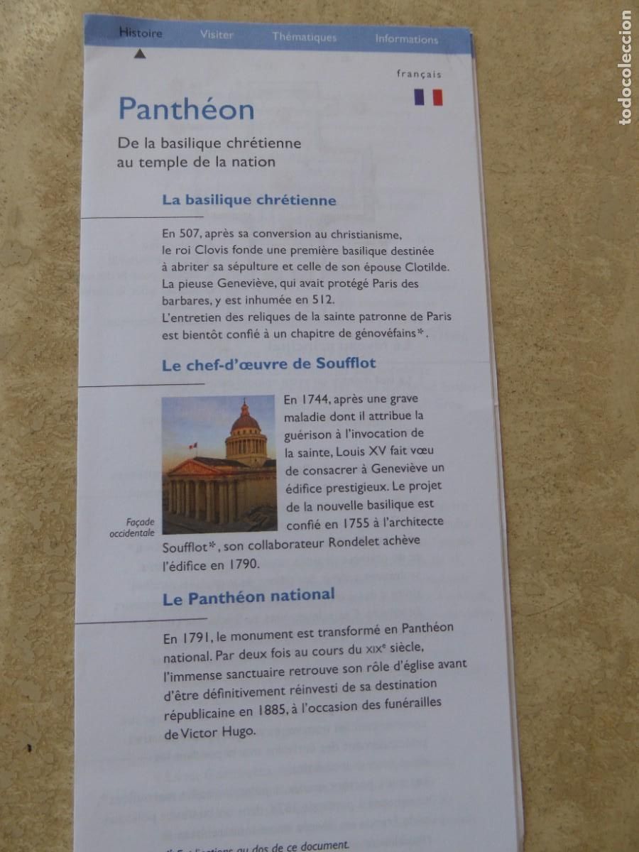 Travel Brochures: El Pante&oacute;n. Par&iacute;s. Folleto-visita (en franc&eacute;s).