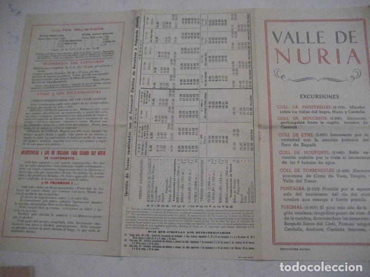 Folletos de turismo: Valle de Nuria. Excursiones. Ediciones Nuria. Triptico 35 x 24. Mapa de excursiones - Foto 2