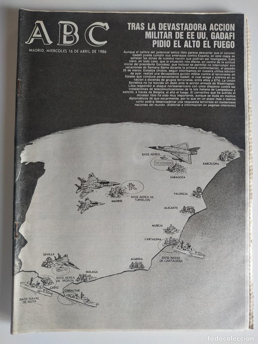 Folletos de turismo: ANTIGUO PERIODICO ABC 1986 : CONFLICTO EEUU-LIBIA -AMSTRAD - ORNELLA MUTI - LA TRINCA - CAMILO SESTO