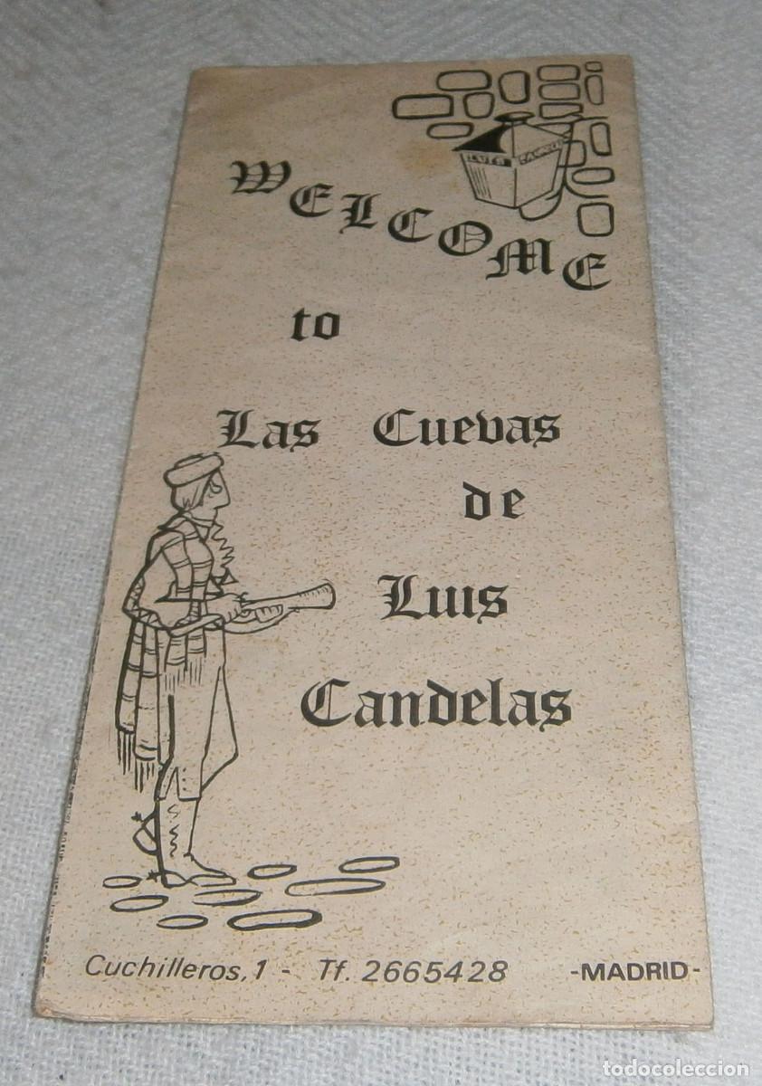 Folhetos de turismo: folleto las cuevas de Luis Candelas en ingles a&ntilde;o 1969