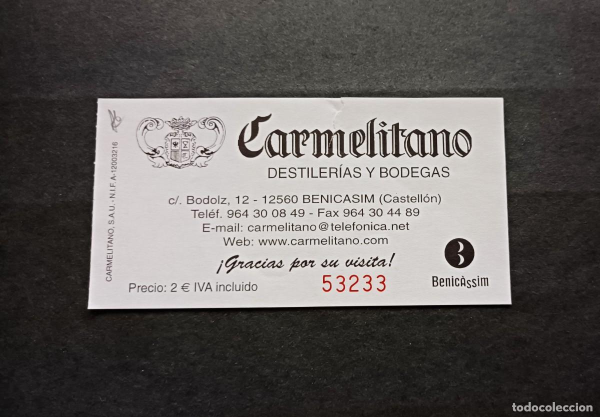 Tourismusbrosch&uuml;ren: Entrada Destiler&iacute;as y Bodegas. Carmelitano. Benicassim (Castell&oacute;n). 12 septiembre 2008.
