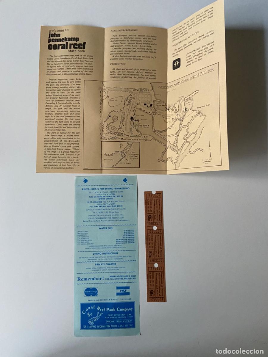 Travel Brochures: 171- Florida. Entradas y folletos John Pennekamp coral reef State Park USA. A&ntilde;os 70..