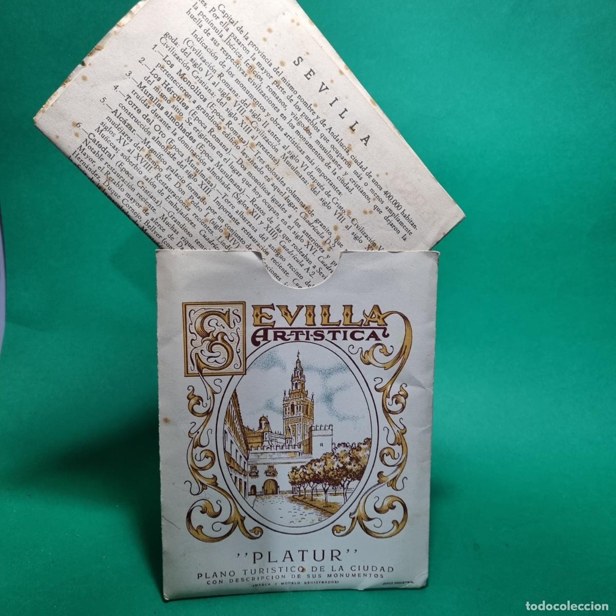 Travel Brochures: SEVILLA ARTISTICA PLANO TURISTICO CIUDAD PUBLICIDAD TIO PEPE 1950 JEREZ