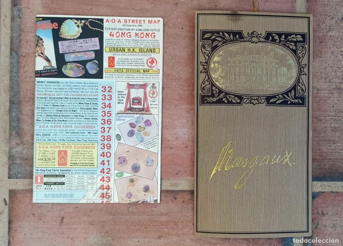 Brochures de tourisme: 2 publicaciones (plano de Hong-Kong) (bonita carta de comida Shangri-La Hotel de Hong-Kong). 1983.