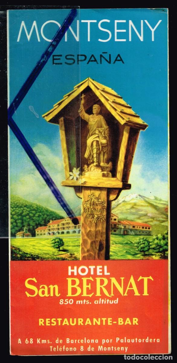 Folletos de turismo: 50/60&acute;s ca. FOLLETO MONTSENY HOTEL SAN BERNAT A 68 KMS. DE BARCELONA POR PALAU TORDERA CON PLANO (2)