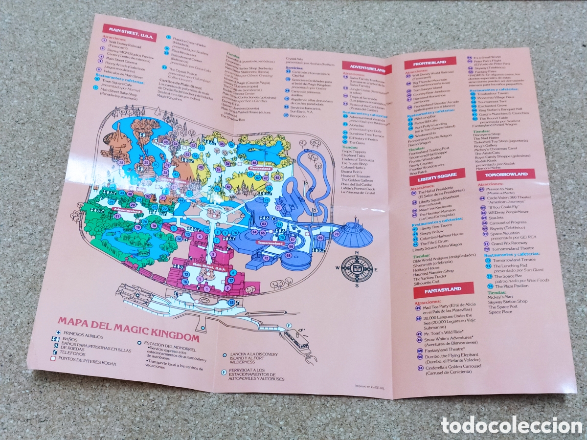 Travel Brochures: PLANO DIBUJADO 1988 MAGIC KINGDOM WALT DISNEY WORLD FLORIDA