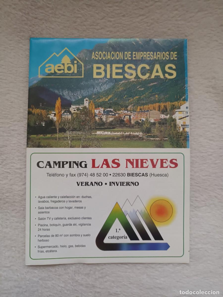Tourismusbrosch&uuml;ren: FOLLETO DESPLEGABLE ASOCIACION EMPRESARIOS DE BIESCAS - CAMPING LAS NIEVES - MAPA INTERIOR (1994)