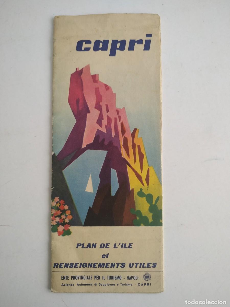 Folhetos de turismo: ANTIGUO FOLLETO TURISTICO DE LA ISLA DE CAPRI CON MAPA DE LA ISLA