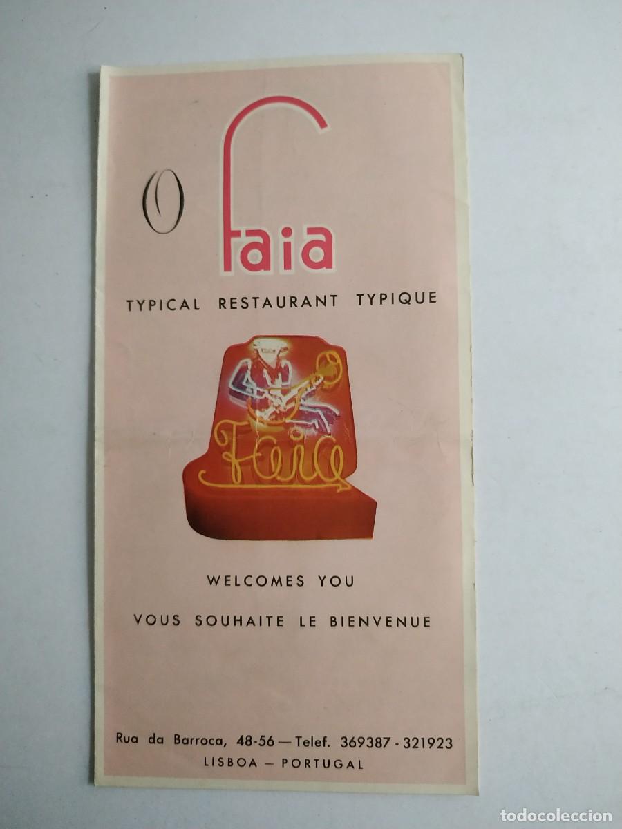 Folhetos de turismo: ANTIGUO FOLLETO TURISTICO RESTAURANTE O FAIA CASA DE FADO EN LISBOA