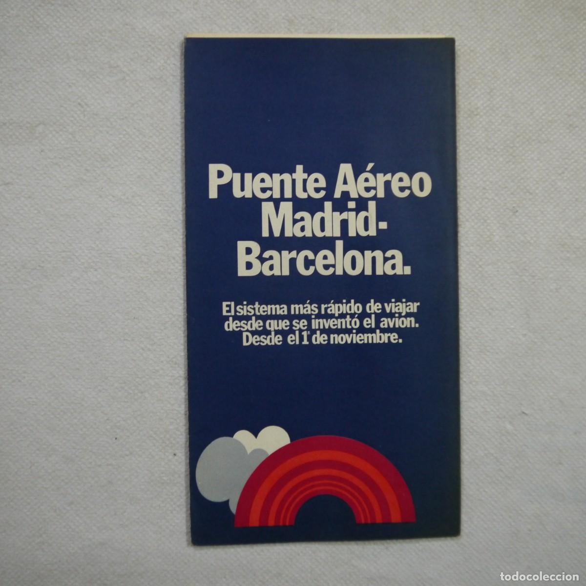 Tourismusbrosch&uuml;ren: FOLLETO TR&Iacute;PTICO INFORMATIVO DEL PUENTE A&Eacute;REO MADRID-BARCELONA CON HORARIOS DE INVIERNO 1974-1975