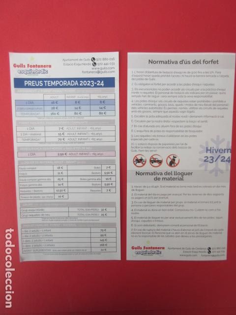 Folletos de turismo: FOLLETO DESPLEGABLE ESQUI SKY NORDICO ESTACION GUILS PRECIO- LLES ARANSA SANT JOAN DE L'ERM TAVASCAN