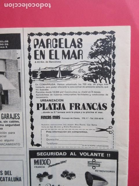 Tourismusbrosch&uuml;ren: PUBLICIDAD 1971 - URBANIZACION PLAYA EL FRANCAS COMARRUGA PARCELAS PARA CHALET EN VENTA