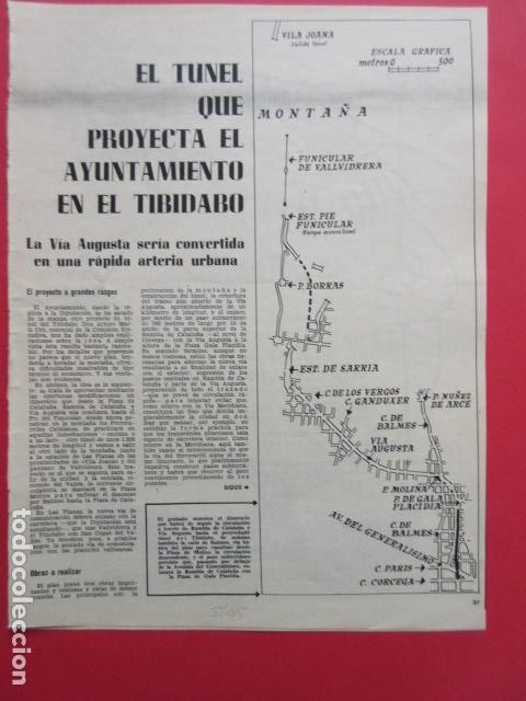 Travel Brochures: ARTICULO 1965 - TIBIDABO EL TUNEL QUE PROYECTA EL AYUNTAMIENTO - URBANIZACION SEGUR DE DALT CALAFELL