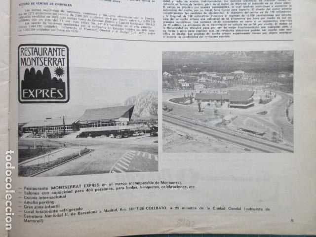 Folletos de turismo: PUBLICIDAD 1972 - RESTAURANTE MONTSERRAT EXPRES
