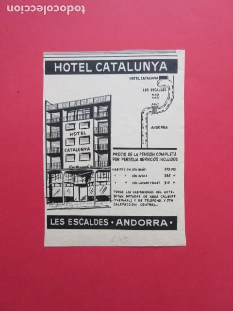 Travel Brochures: PUBLICIDAD 1965 - HOTEL CATALUNYA ANDORRA LES ESCALDES