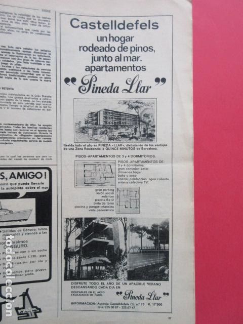 Folhetos de turismo: PUBLICIDAD 1972 - PINEDA MAR CASTELLDEFELS - RESTAURANTE LOS TRES MOLINOS - LAS PUNGOLAS CARDEDEU