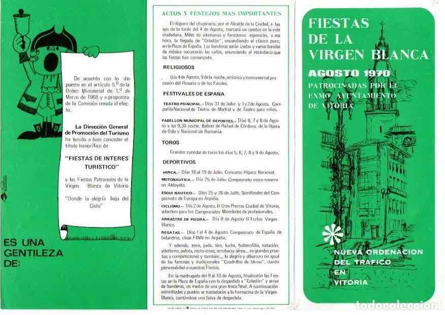 Travel Brochures: TRIPTICO FIESTAS DE LA VIRGEN BLANCA VITORIA AGOSTO 1970