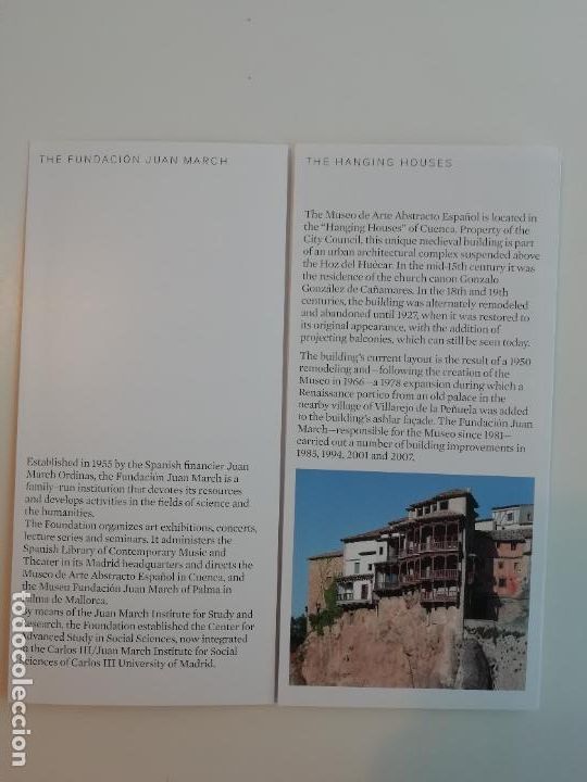 Folhetos de turismo: Folleto Museo de Arte Abstracto Espa&ntilde;ol Casas Colgantes Cuenca Fundaci&oacute;n March Textos en ingl&eacute;s