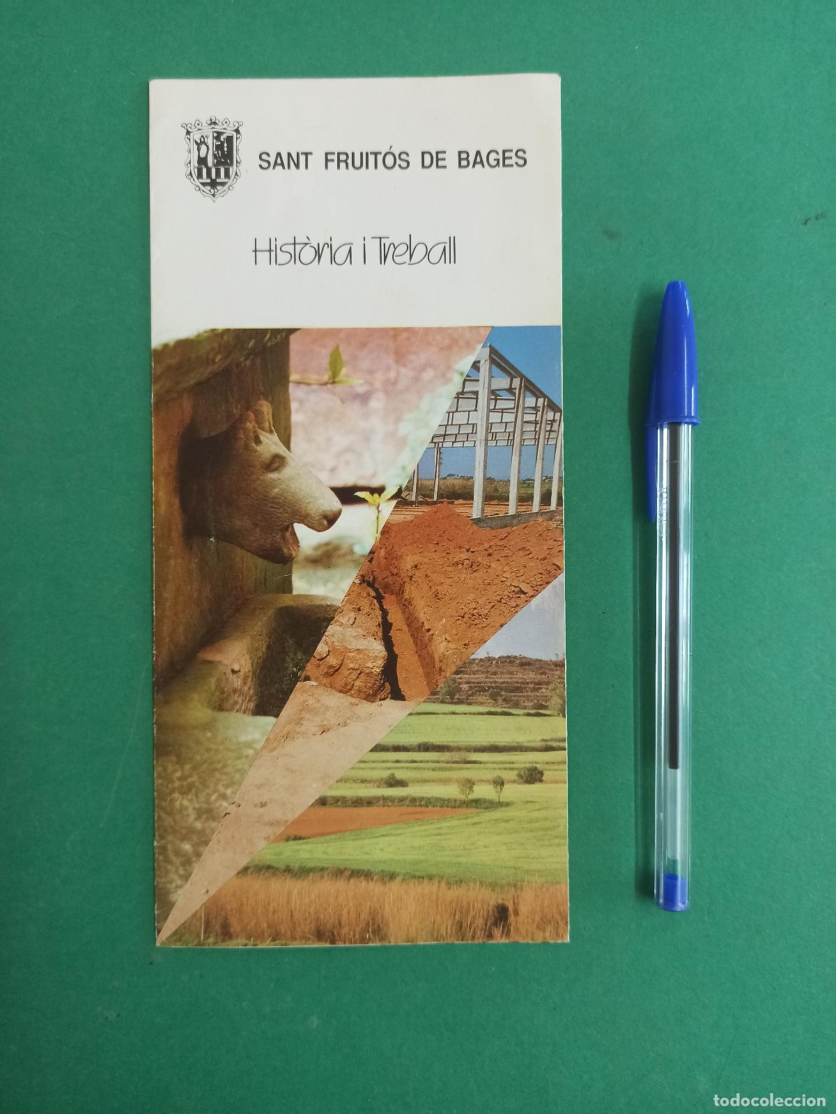 Tourismusbrosch&uuml;ren: Antiguo folleto triptico de turismo Sant Fruitos de Bages. Barcelona. Catalunya.