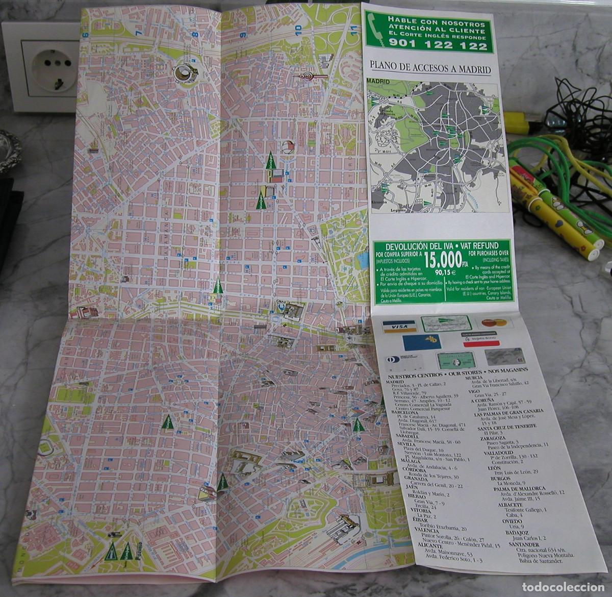 Tourismusbrosch&uuml;ren: MAPA DE MADRID DE EL CORTE INGLES D&Eacute;CADA DE LOS 90 IMPRESO POR COBRHIS S.A.