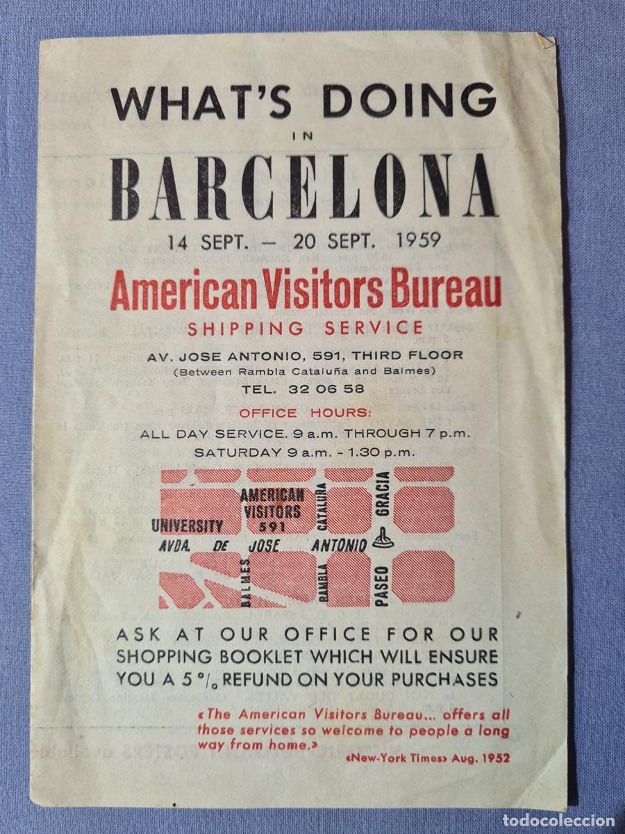 Travel Brochures: Propaganda antigua de turismo Americano en Barcelona.