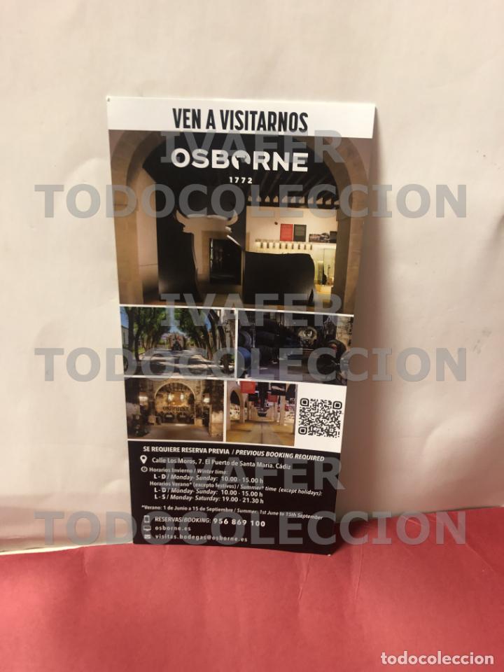 Folhetos de turismo: FOLLETO UNA HOJA DOS CARAS, BODEGAS OSBORNE, CADIZ