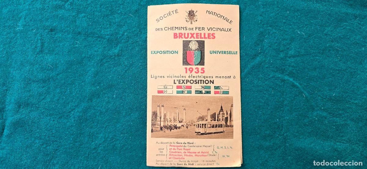 Tourismusbrosch&uuml;ren: BRUXELLES (1935) EXPOSITION UNIVERSELLE -LIGNES VECINALES ELECTRIQUES MENANT A L'EXPOSITION-DEROULER
