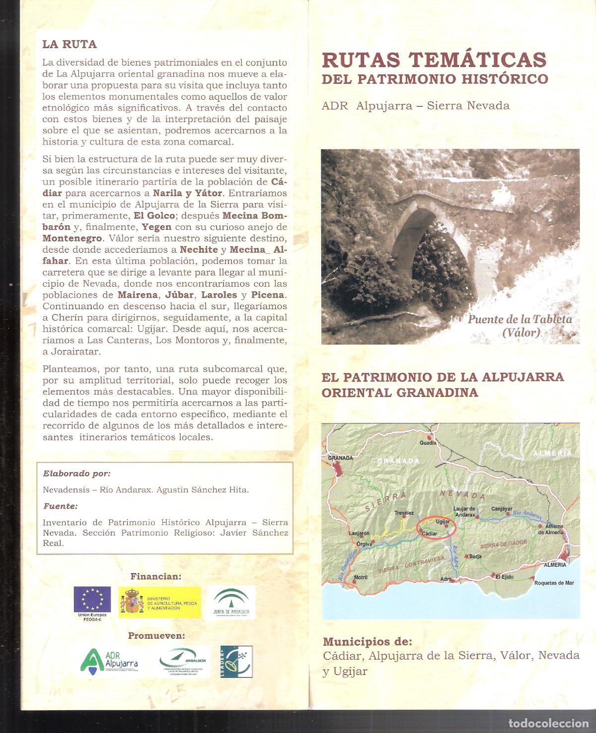 Folhetos de turismo: ADR Alpujarra - Sierra Nevada. Rutas tem&aacute;ticas del Patrimonio Hist&oacute;rico.Alpujarra oriental granadina