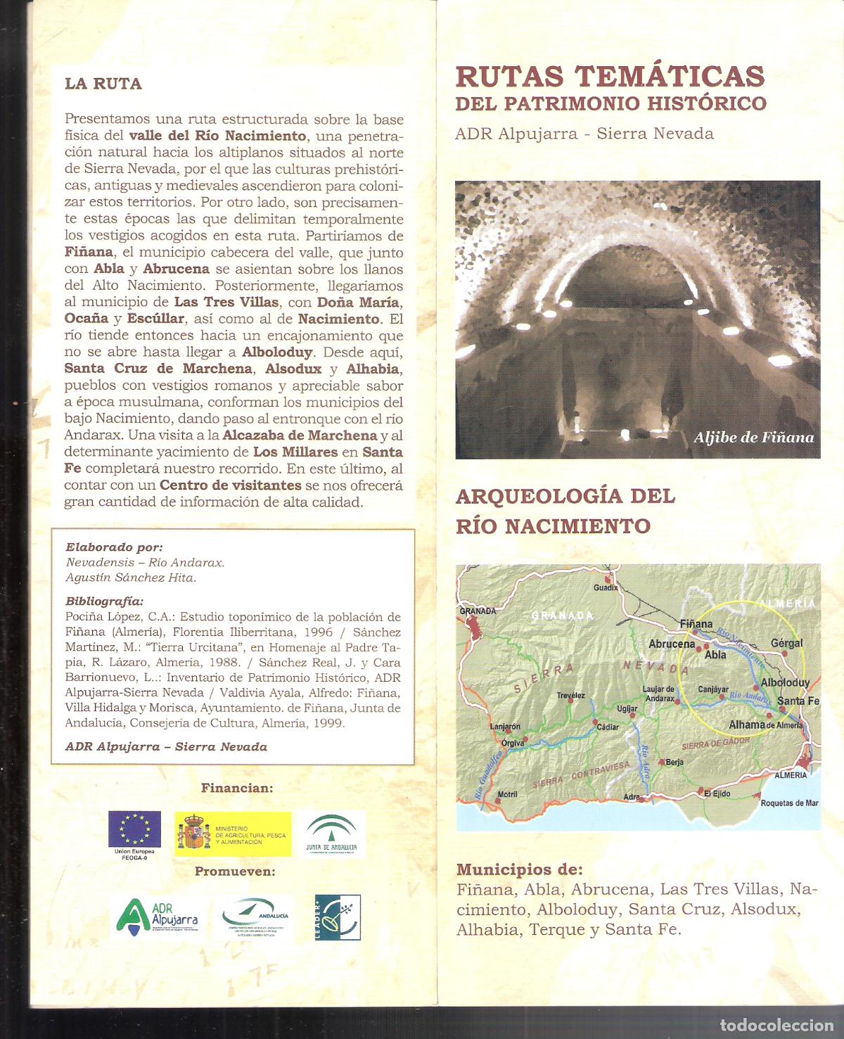 Folhetos de turismo: ADR Alpujarra - Sierra Nevada.Rutas tem&aacute;ticas del Patrimonio Hist&oacute;rico.Arqueolog&iacute;a Rio Nacimiento.