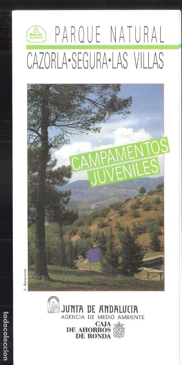 Tourismusbrosch&uuml;ren: Campamentos Juveniles. Parque Natural Cazorla-Segura-Las Villas.1989.Junta Andaluc&iacute;a. Cuad&iacute;ptico.