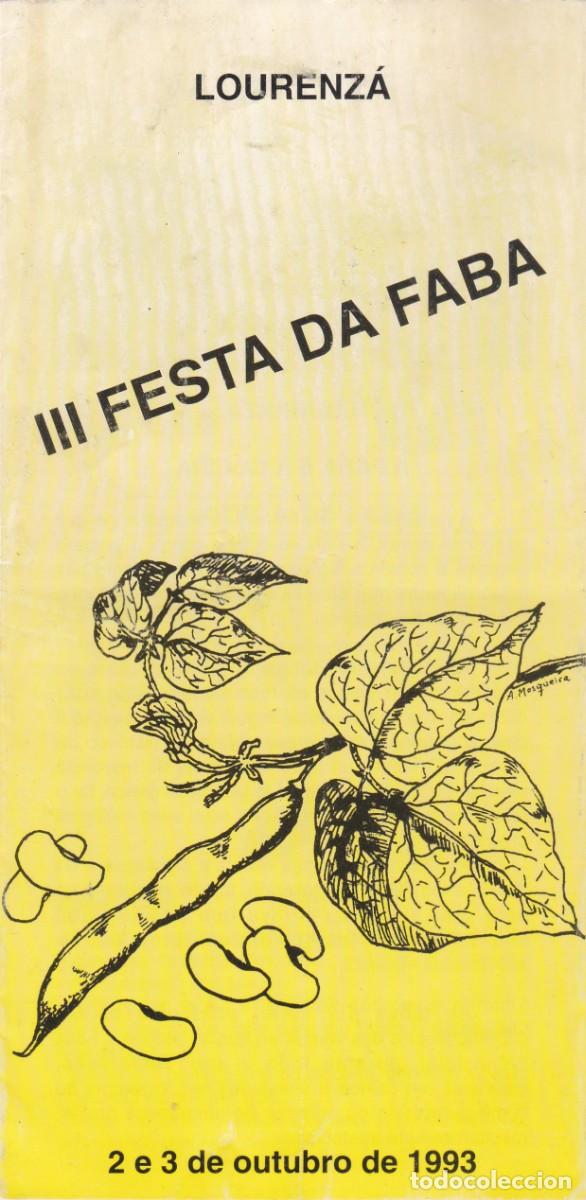 Brochures de tourisme: LOURENZ&Aacute; (LUGO). TRIPTICO III FESTA DA FABA (OUTUBRO DE 1993)