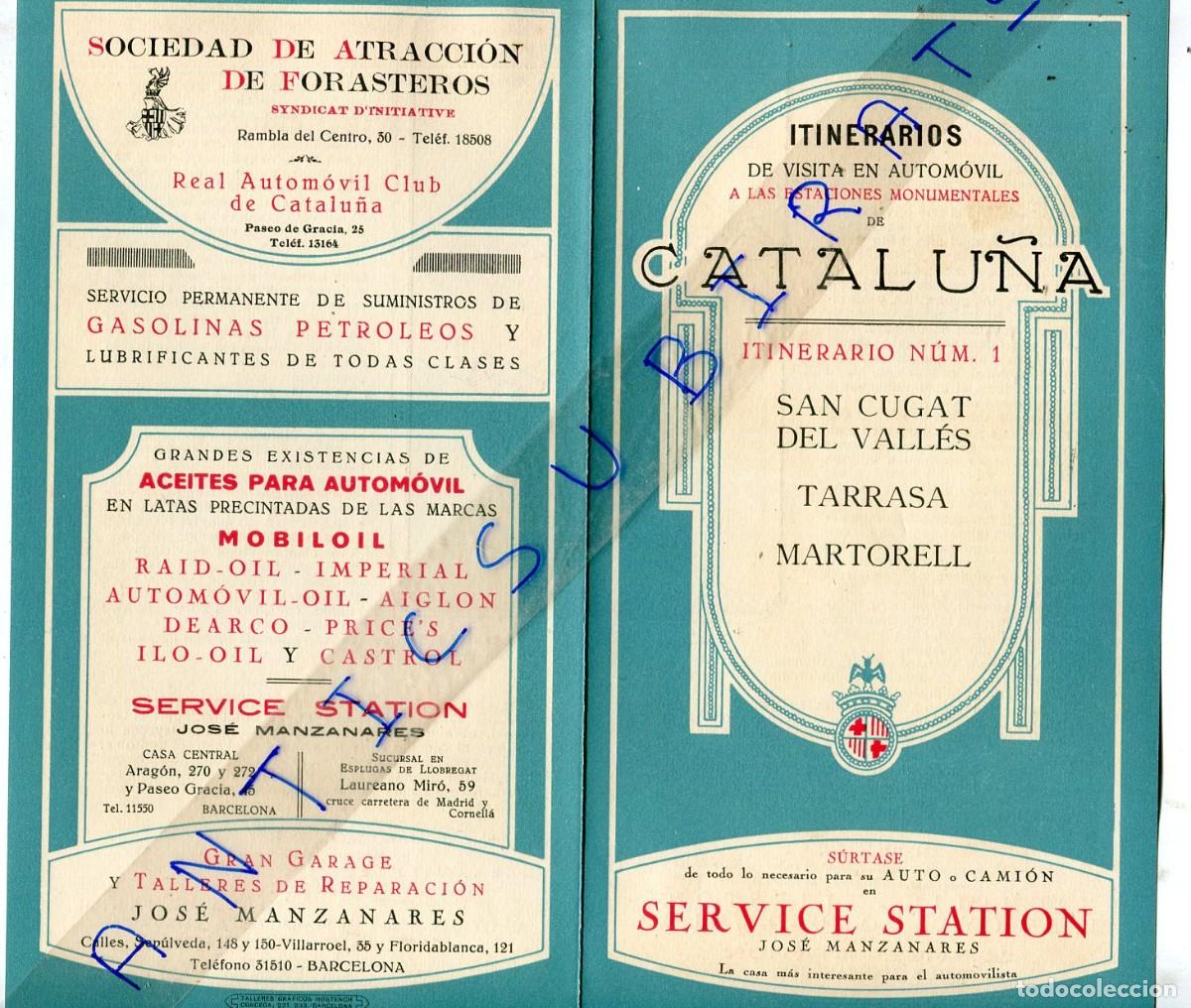 Folletos de turismo: DIPTICO A&Ntilde;OS 30 SEVICE STATION JOSE MANZANARES SANT CUGAT DEL VALLES TERRASSA MARTORELL MAPA